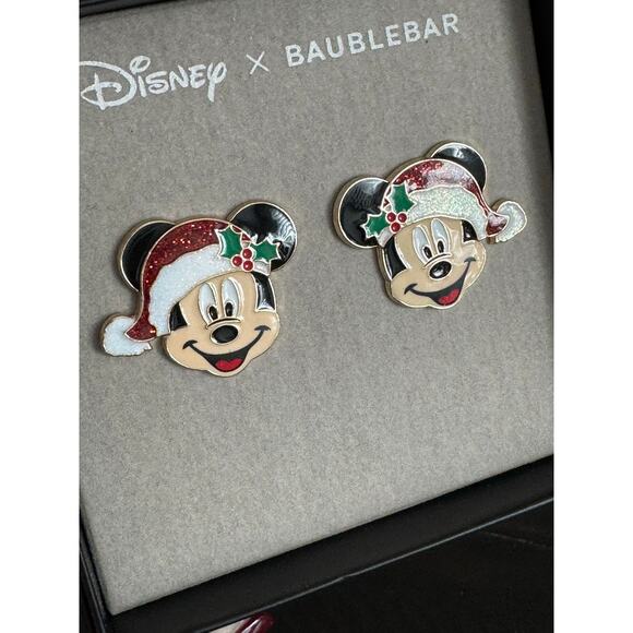 BaubleBar Mickey Mouse Santa Hat Earrings NEW - Picture 3 of 3